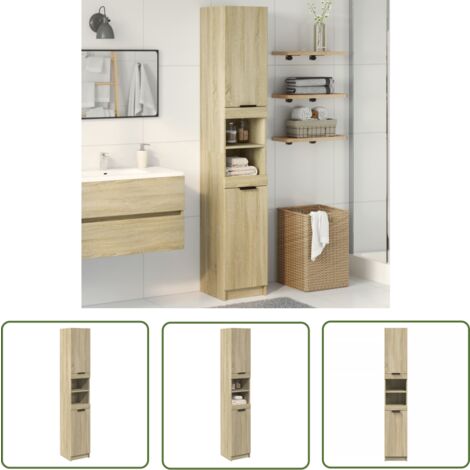 vidaXL Badschrank Sonoma-Eiche 32x34x188,5 cm Holzwerkstoff