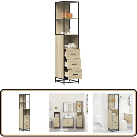 vidaXL Badschrank Sonoma-Eiche 35x37,5x166 cm Holzwerkstoff