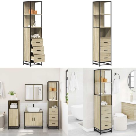 vidaXL Badschrank Sonoma-Eiche 35x37,5x166 cm Holzwerkstoff