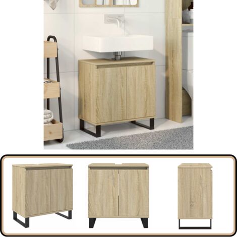 vidaXL Badschrank Sonoma-Eiche 58x33x60 cm Holzwerkstoff
