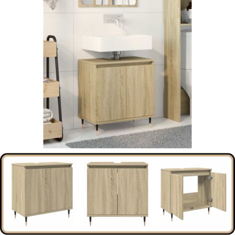 vidaXL Badschrank Sonoma-Eiche 58x33x60 cm Holzwerkstoff