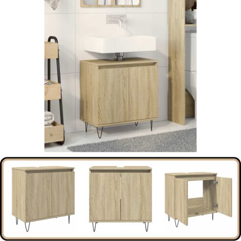 vidaXL Badschrank Sonoma-Eiche 58x33x60 cm Holzwerkstoff