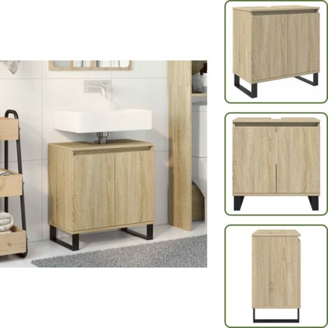 vidaXL Badschrank Sonoma-Eiche 58x33x60 cm Holzwerkstoff