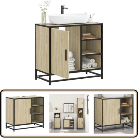 vidaXL Badschrank Sonoma-Eiche 65x33x60 cm Holzwerkstoff