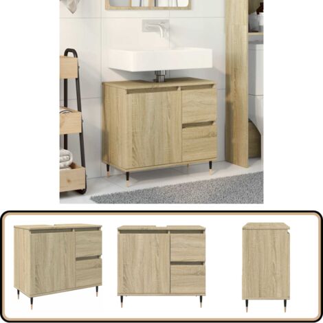 vidaXL Badschrank Sonoma-Eiche 65x33x60 cm Holzwerkstoff