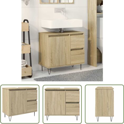 vidaXL Badschrank Sonoma-Eiche 65x33x60 cm Holzwerkstoff