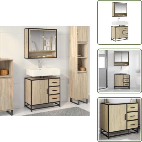 vidaXL Badschrank Sonoma-Eiche 65x33x60 cm Holzwerkstoff