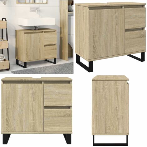 vidaXL Badschrank Sonoma-Eiche 65x33x60 cm Holzwerkstoff