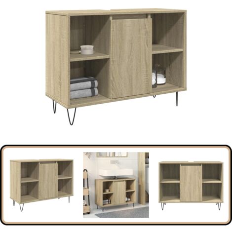 vidaXL Badschrank Sonoma-Eiche 80x33x60 cm Holzwerkstoff