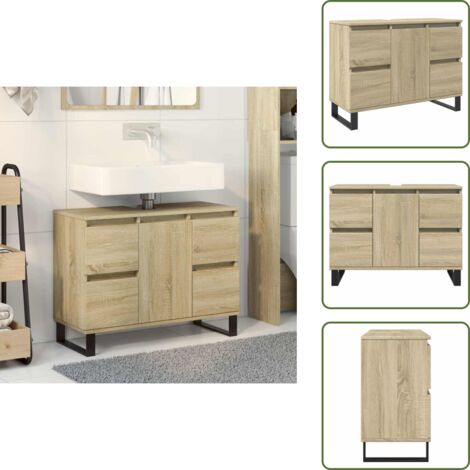vidaXL Badschrank Sonoma-Eiche 80x33x60 cm Holzwerkstoff