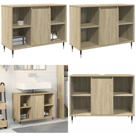 vidaXL Badschrank Sonoma-Eiche 80x33x60 cm Holzwerkstoff