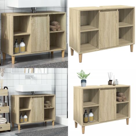 vidaXL Badschrank Sonoma-Eiche 80x33x60 cm Holzwerkstoff