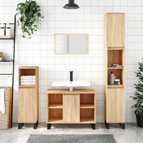 vidaXL Badschrank Sonoma-Eiche 80x33x60cm aus Spanplatte