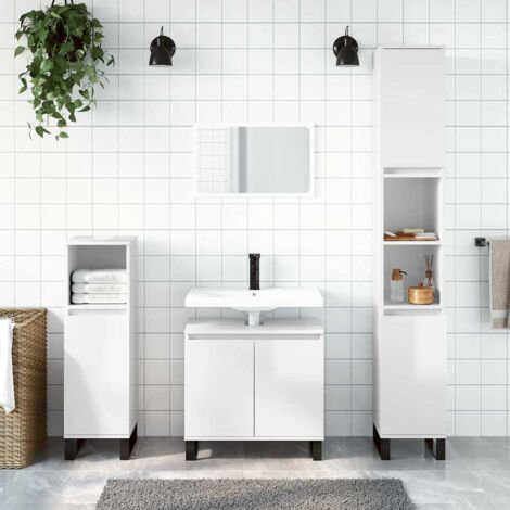 vidaXL Badschrank Weiß Hochglanz 58x33x60 cm Ingenieurholz