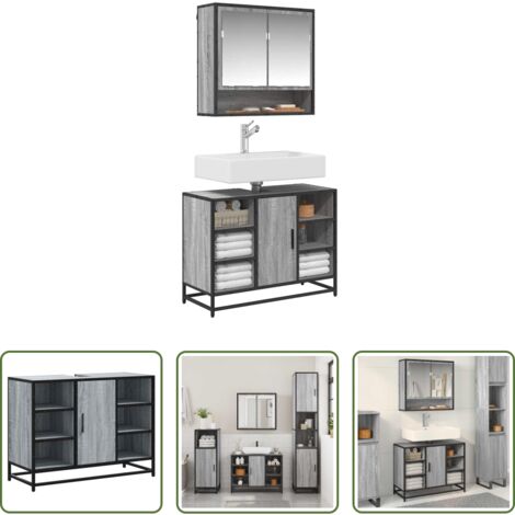 vidaXL Bagno -  Mobile Lavabo Bagno Grigio Sonoma 60x30x60 cm Legno Multistrato