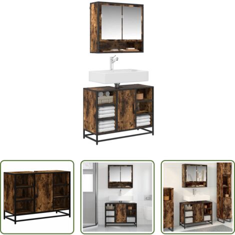 vidaXL Bagno -  Mobile Lavabo Bagno Rovere Fumo 60x30x60 cm Legno Multistrato
