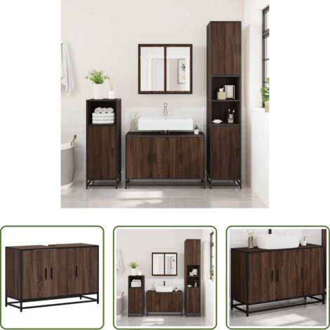 vidaXL Bagno -  Mobile Lavabo Bagno Rovere Marrone 90x33x60cm Legno Multistrato
