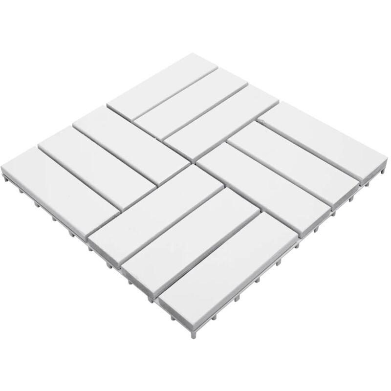 

vidaXL Baldosas de terraza 10 uds blanco madera acacia maciza 30x30 cm - Blanco