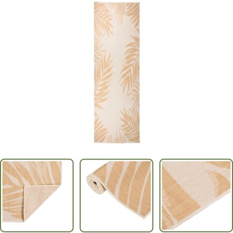 vidaXL Balkonmatte -  Outdoor-Teppich Flachgewebe 80x250 cm Blattmuster