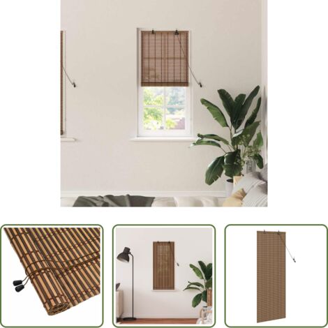 vidaXL Bambú -  Estor enrollable con cortinas Manual Marrón 60 x 160 cm Bambú