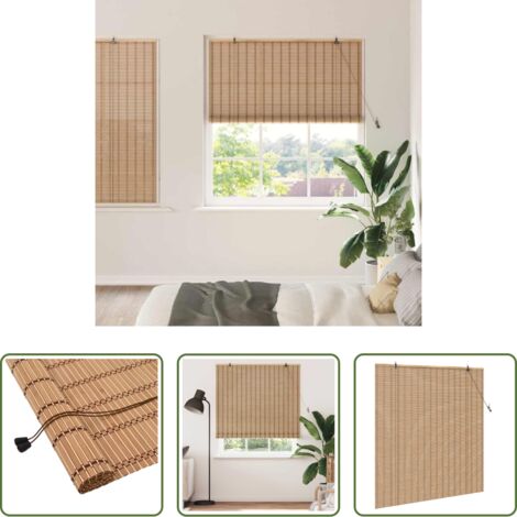 vidaXL Bambú -  Estor enrollable con cortinas Naturaleza 150 x 160 cm Bambú