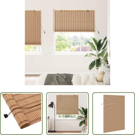 vidaXL Bambú -  Estor enrollable con cortinas Naturaleza 150 x 220 cm Bambú