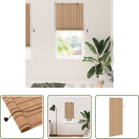 vidaXL Bambú -  Estor enrollable con cortinas Naturaleza 90 x 220 cm Bambú