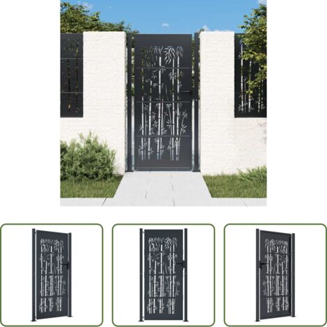 vidaXL Bambus Design -  Gartentor Anthrazit 100x200 cm Stahl Bambus-Design