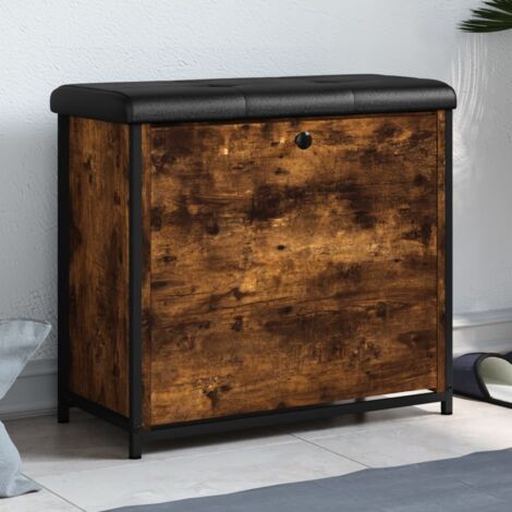 Vidaxl – Banc à chaussures avec tiroir rabattable – Chêne fumé – Dimensions 62x32x56 cm – Construction en bois d'ingénierie et métal