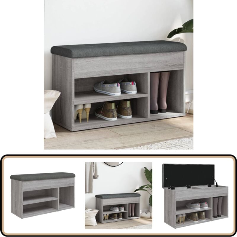 Banc à chaussures sonoma gris 82x32x45,5 cm bois d'ingénierie - Vidaxl