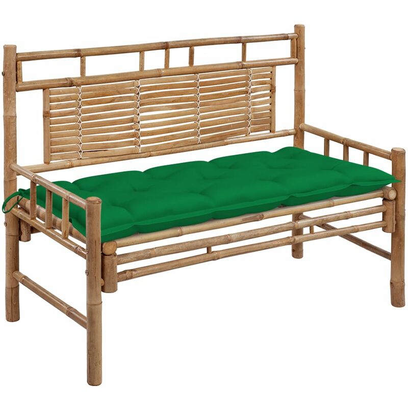 Furniture Limited - Banc de jardin avec coussin 120 cm Bambou