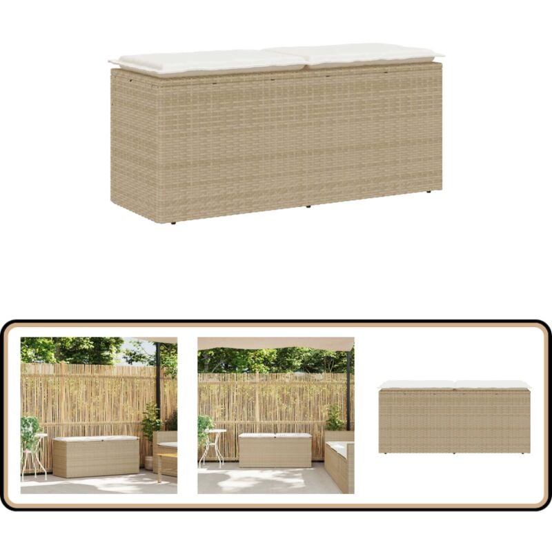 Vidaxl - Banc de jardin avec coussin beige 110x40x44 cm résine tressée