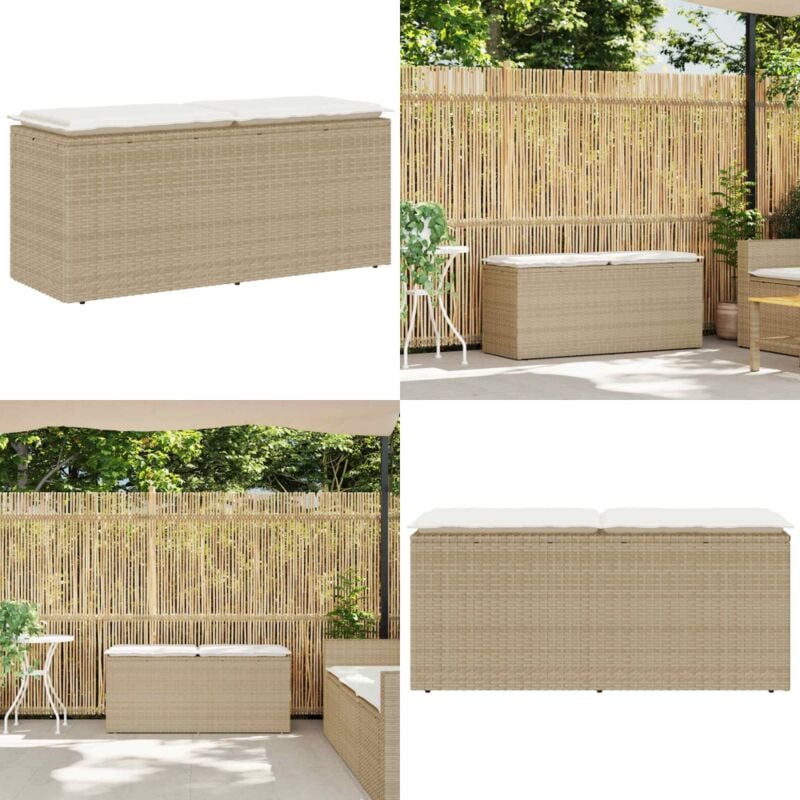 Vidaxl - Banc de jardin avec coussin beige 110x40x44 cm résine tressée
