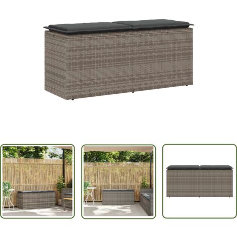 vidaXL Banc de jardin avec coussin gris 110x40x44 cm résine tressée