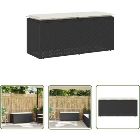 vidaXL Banc de jardin avec coussin noir 110x40x44 cm résine tressée
