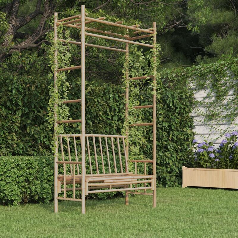 Doc&et² - Banc de jardin avec pergola 116 cm Bambou - Brun