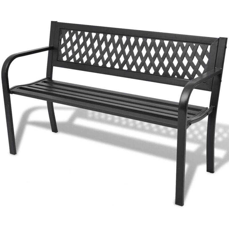 Banc de jardin 118 cm Acier Noir Vidaxl