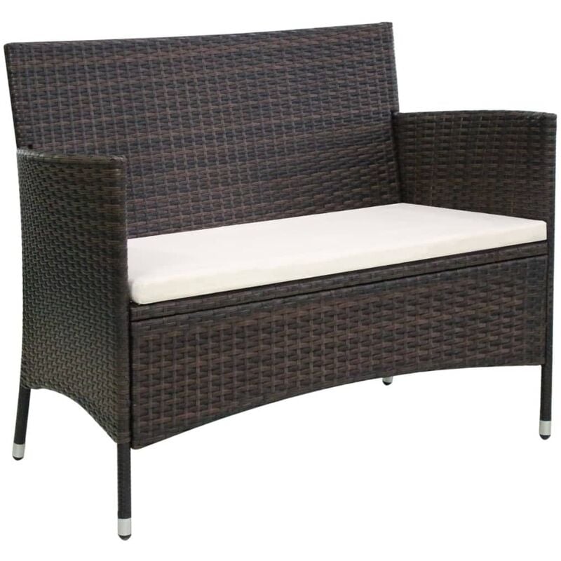 Banc de jardin 106 cm Résine tressée Marron