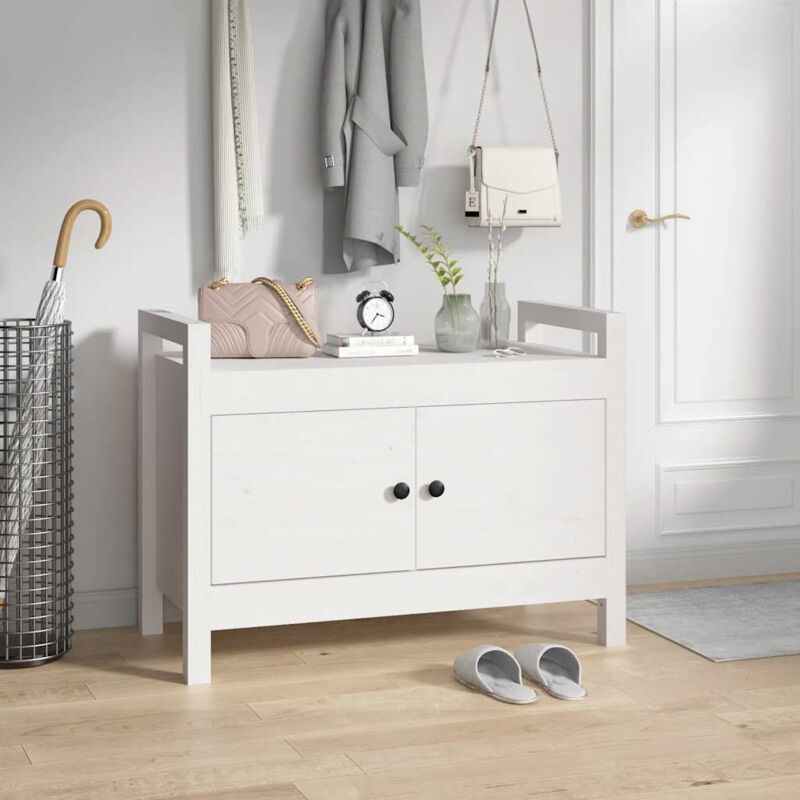 Banc d'entrée Blanc 80x40x60 cm Bois de pin massif vidaXL