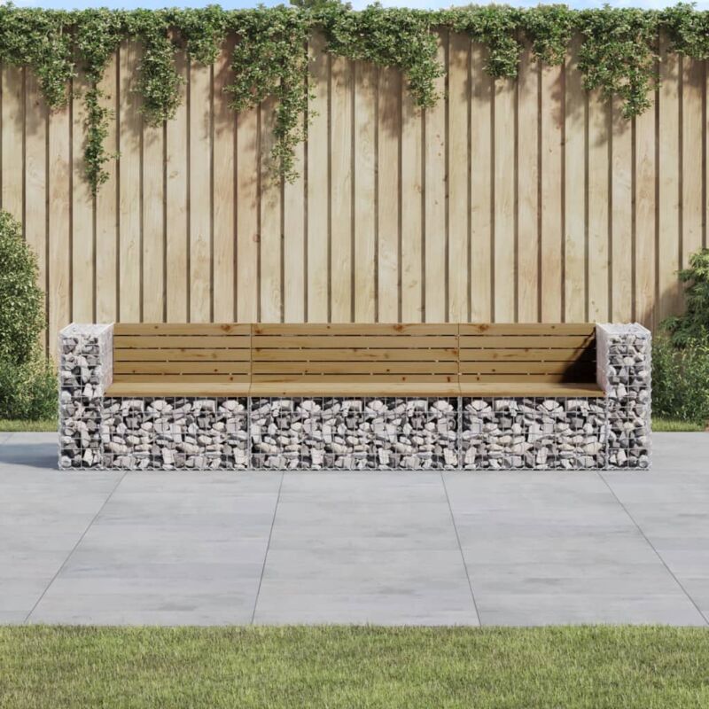Vidaxl - Banc de jardin design gabion 287x71x65,5cm bois de pin imprégné