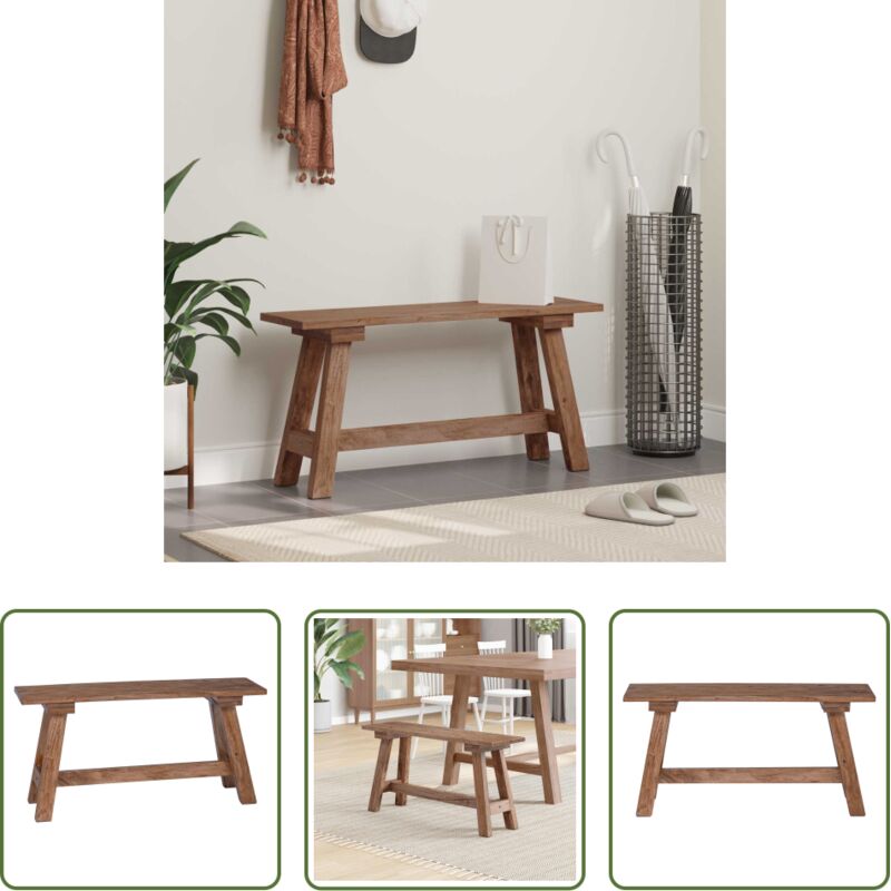 vidaXL Banc sans dossier - banc Naturel 92 x 23,5 x 45,5 cm Bois massif d'acajou