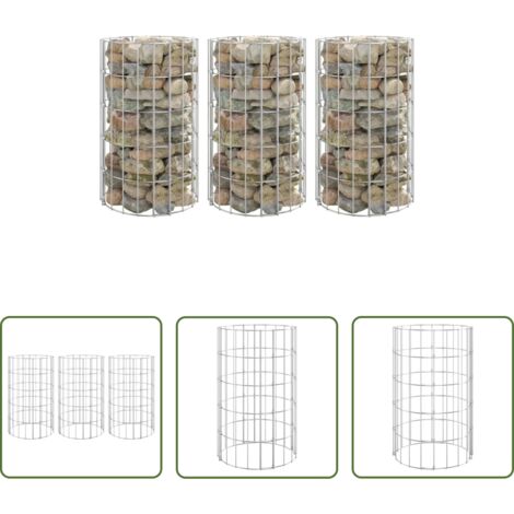 vidaXL Bancales elevados -  Arriate gaviones circular 3 uds acero galvanizado Ø30x50 cm