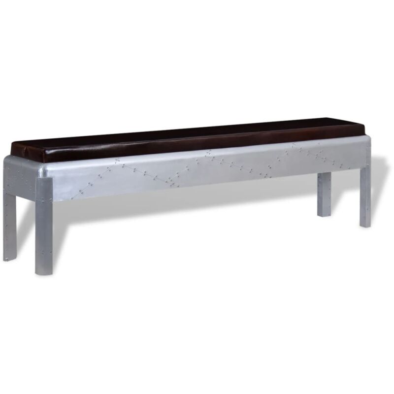 

vidaXL Banco aviador de cuero genuino 160x32x45 cm - Multicolor