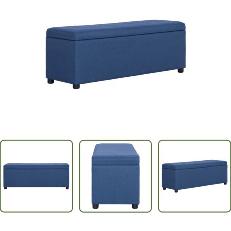 vidaXL Banco azul -  Banco con espacio de almacenaje 116 cm poliéster azul