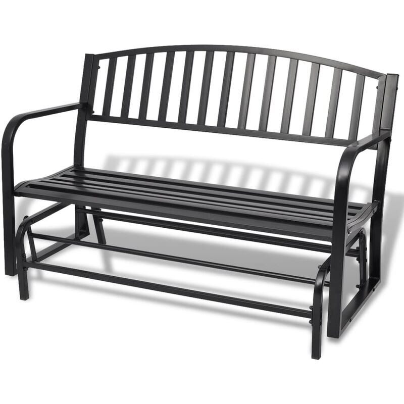 

vidaXL Banco columpio de jardín acero negro - Negro