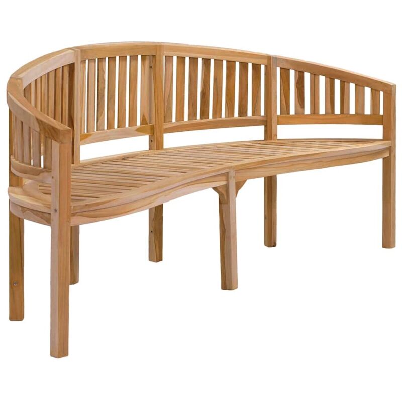 

vidaXL Banco banana de madera maciza de teca 200 cm - Marrón