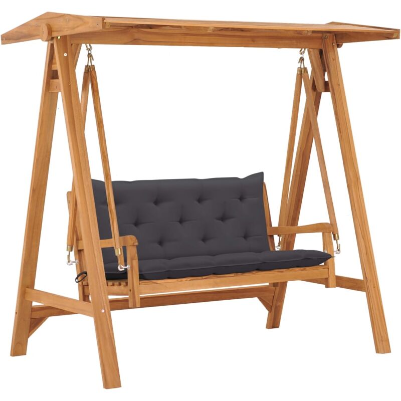 

vidaXL Banco columpio madera maciza teca y cojín gris antracita 170 cm