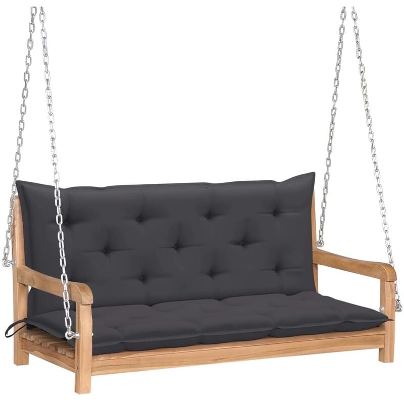 

vidaXL Banco columpio madera maciza teca y cojín gris antracita 120 cm