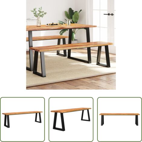 vidaXL Banco con borde vivo -  Banco con borde vivo madera maciza de acacia 160 cm