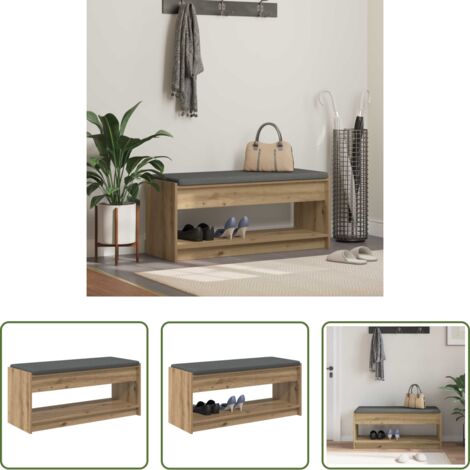 vidaXL Banco con cojín -  Banco de entrada con cojín Roble Artesanal 103 x 38 x 45 cm